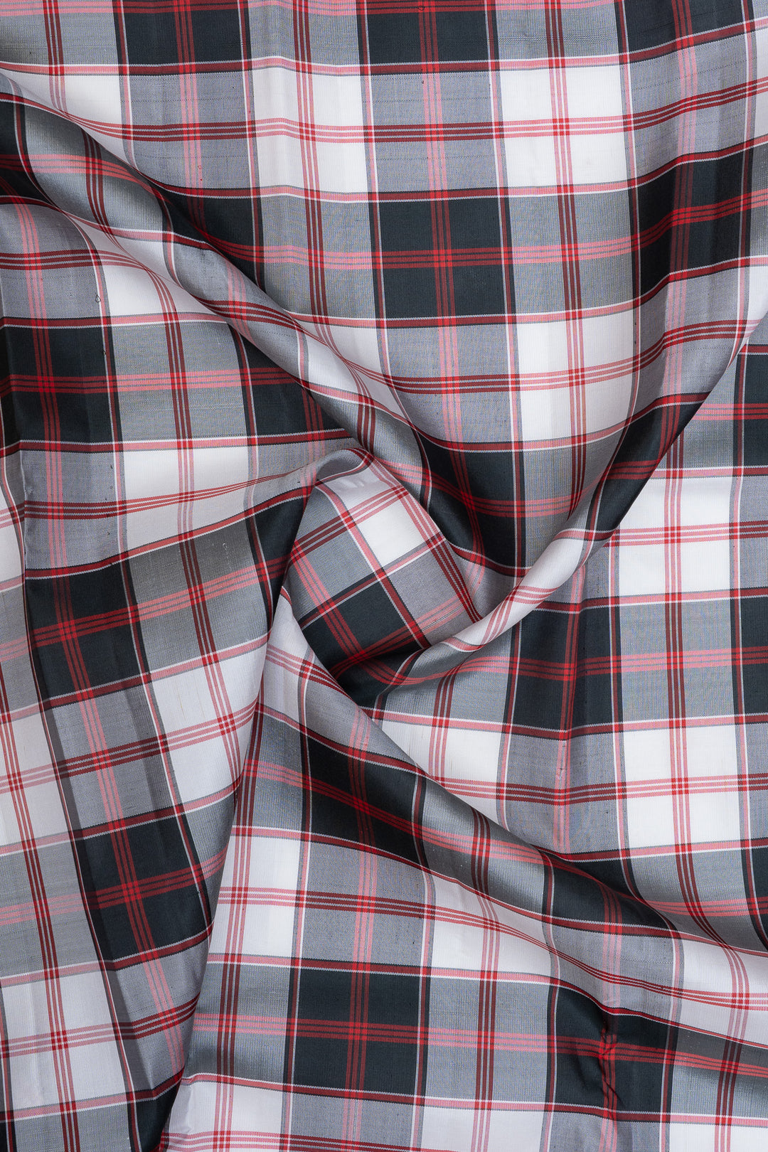 Black and white checks turning border pure kanchipuram silk saree