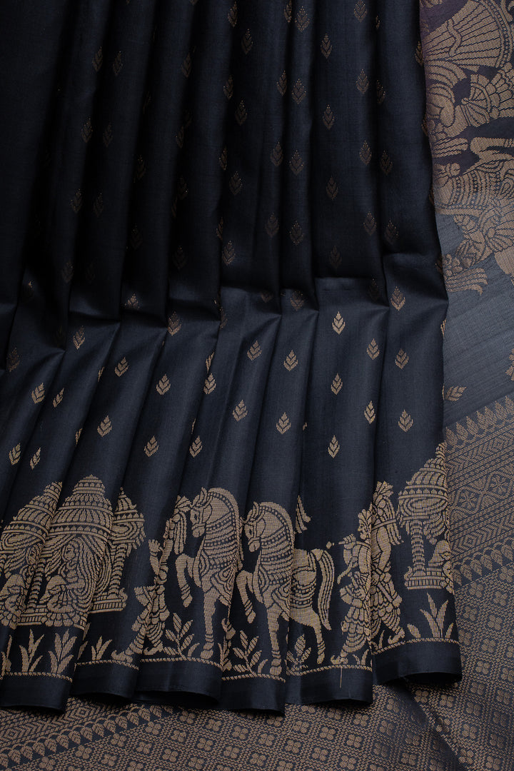 Black and gold turning border soft silk