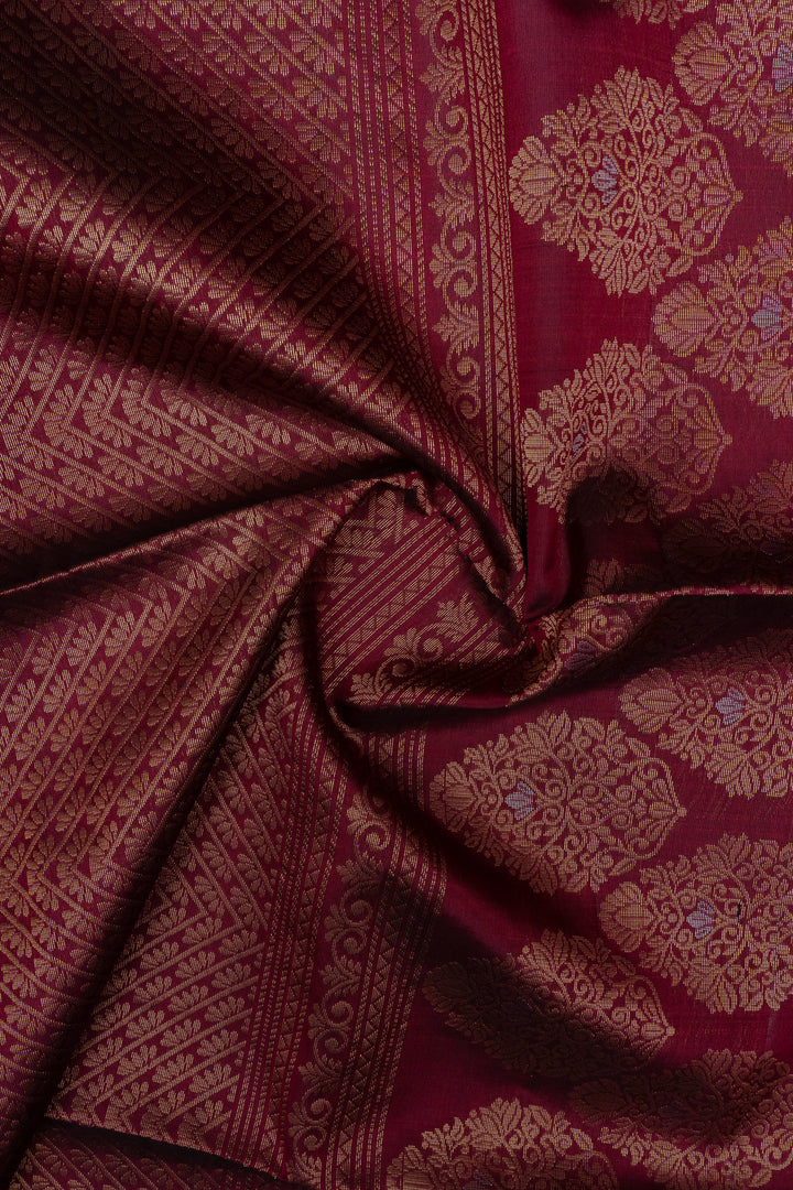 Maroon traditional borderless pure soft silks saree