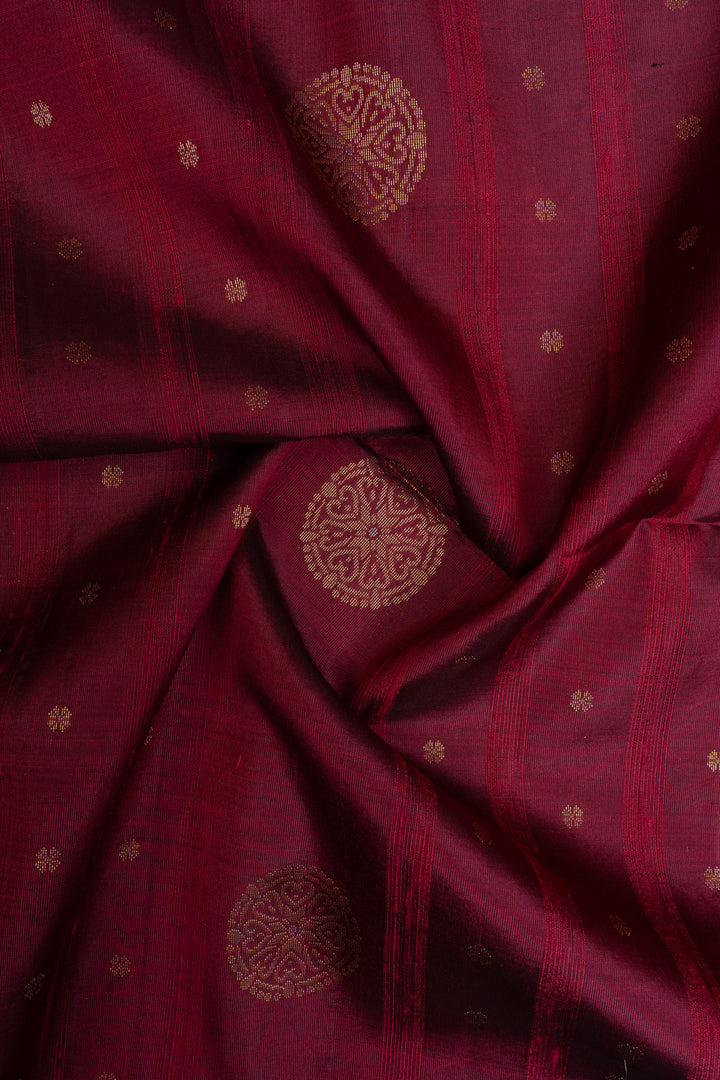 Maroon traditional borderless pure soft silks saree