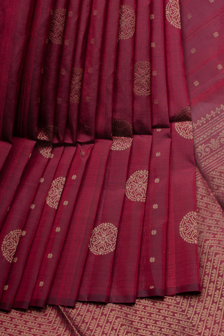 Maroon traditional borderless pure soft silks saree