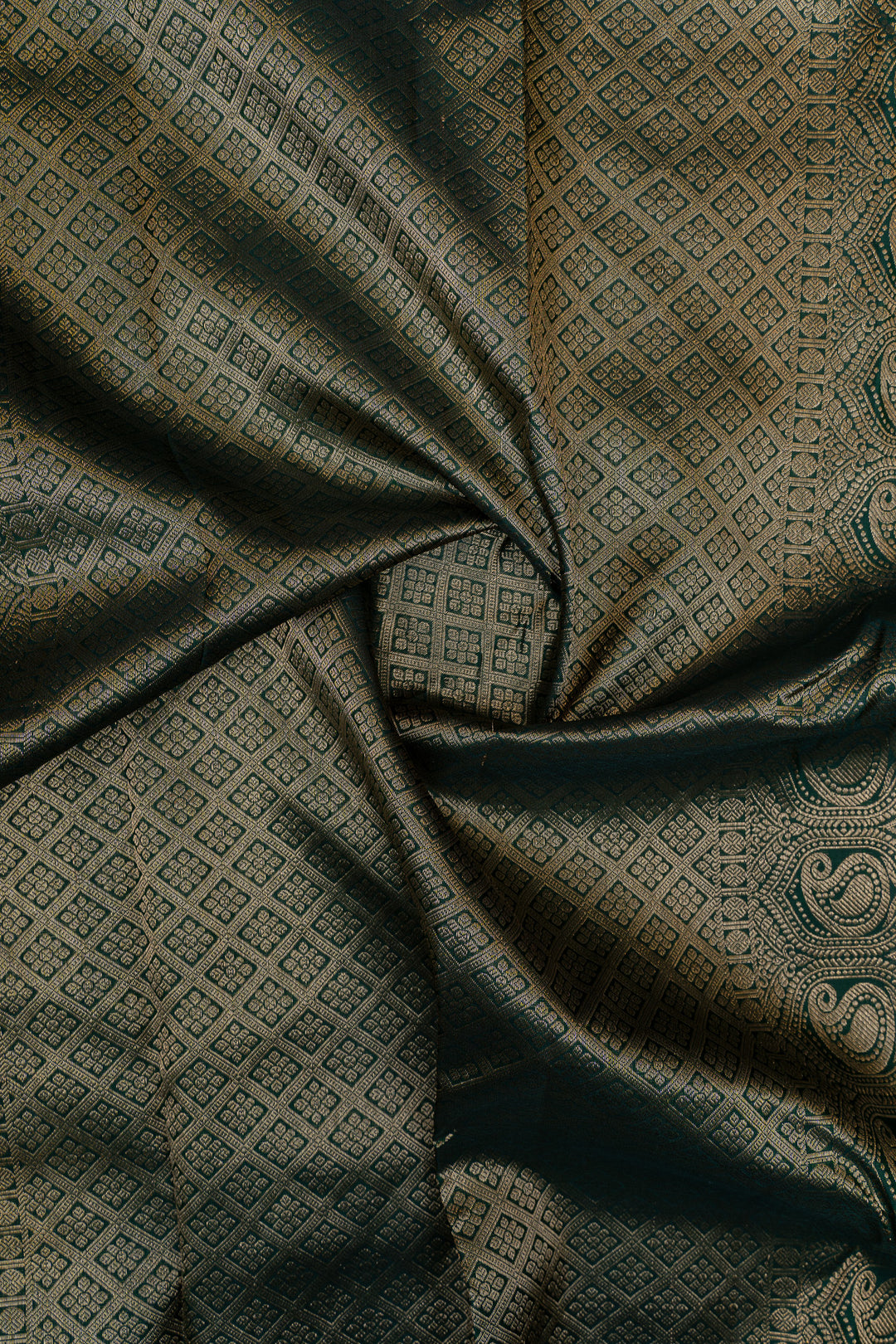 Green Varisaipettu pure Kanchipuram silk saree