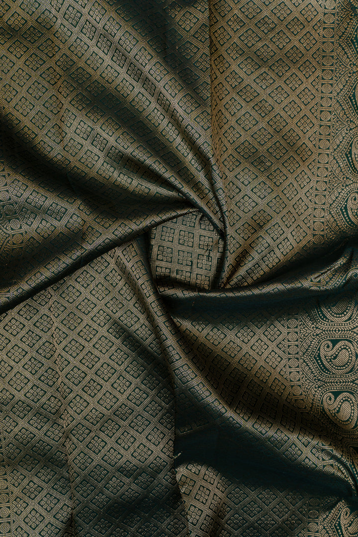 Green Varisaipettu pure Kanchipuram silk saree