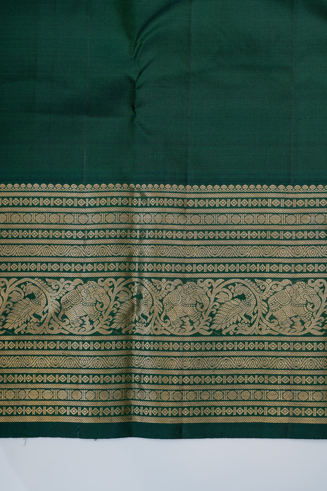 Green Varisaipettu pure Kanchipuram silk saree
