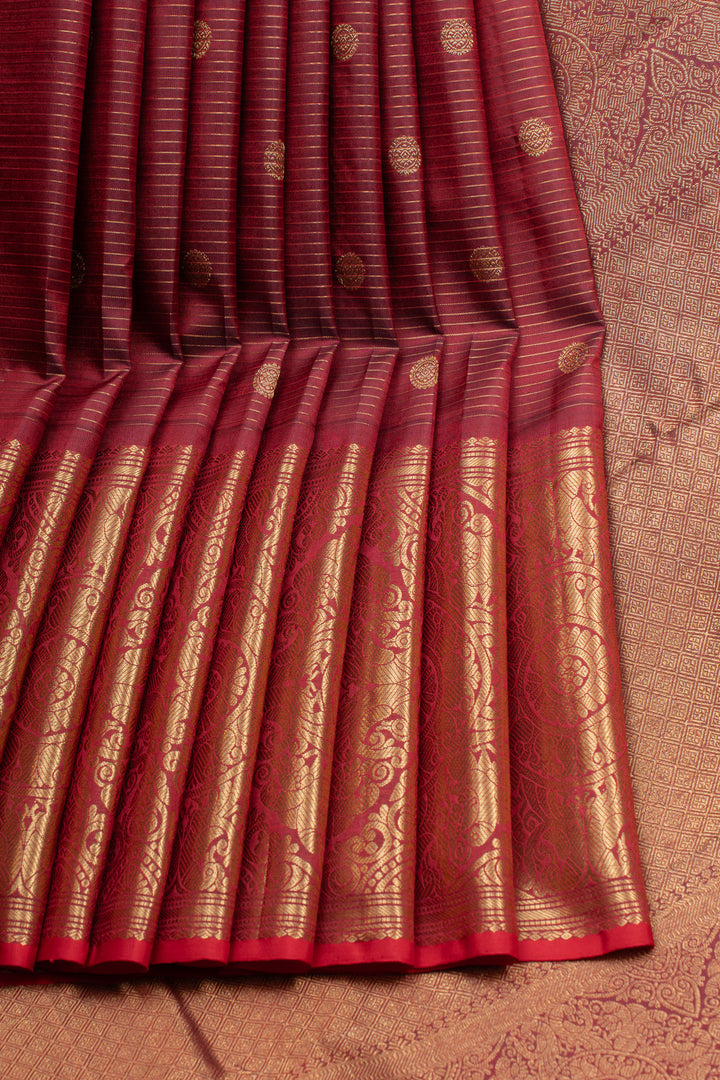 Red stripes pure kanchipuram silk saree