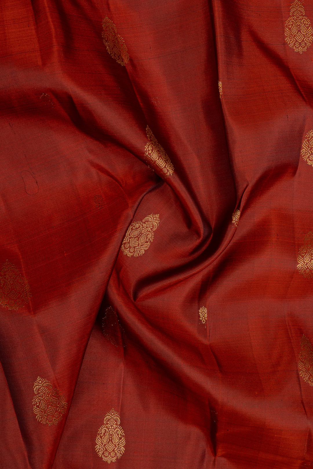 Rust orange rettai pettu pure kanchipuram silk saree