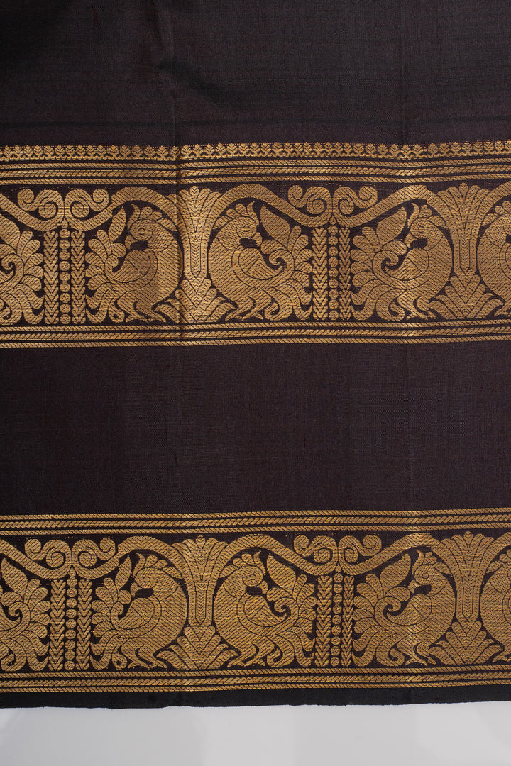 Rust orange rettai pettu pure kanchipuram silk saree