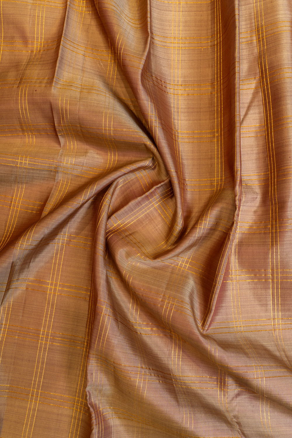 Beige and purple zari checks pure Kanchipuram silk saree