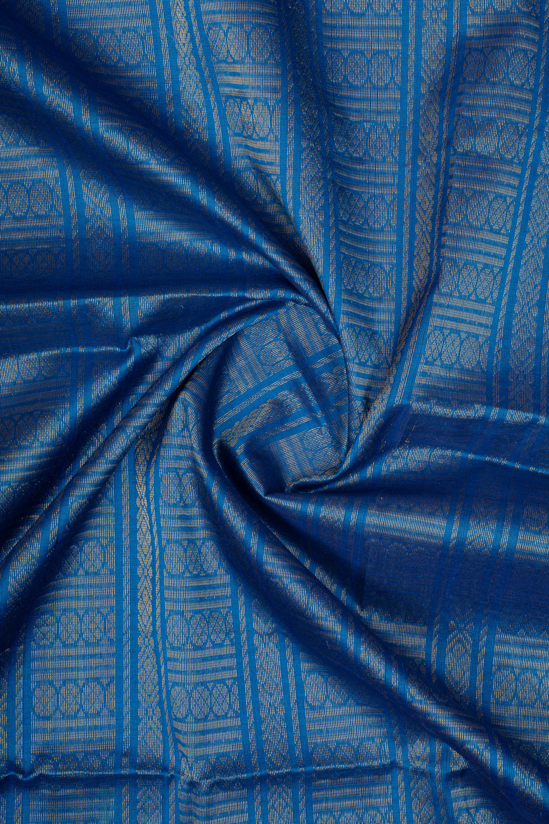 Peacock Blue Checks Pure Silk Cotton Saree