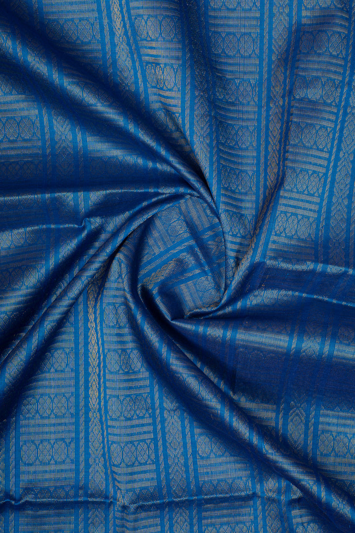 Peacock Blue Checks Pure Silk Cotton Saree