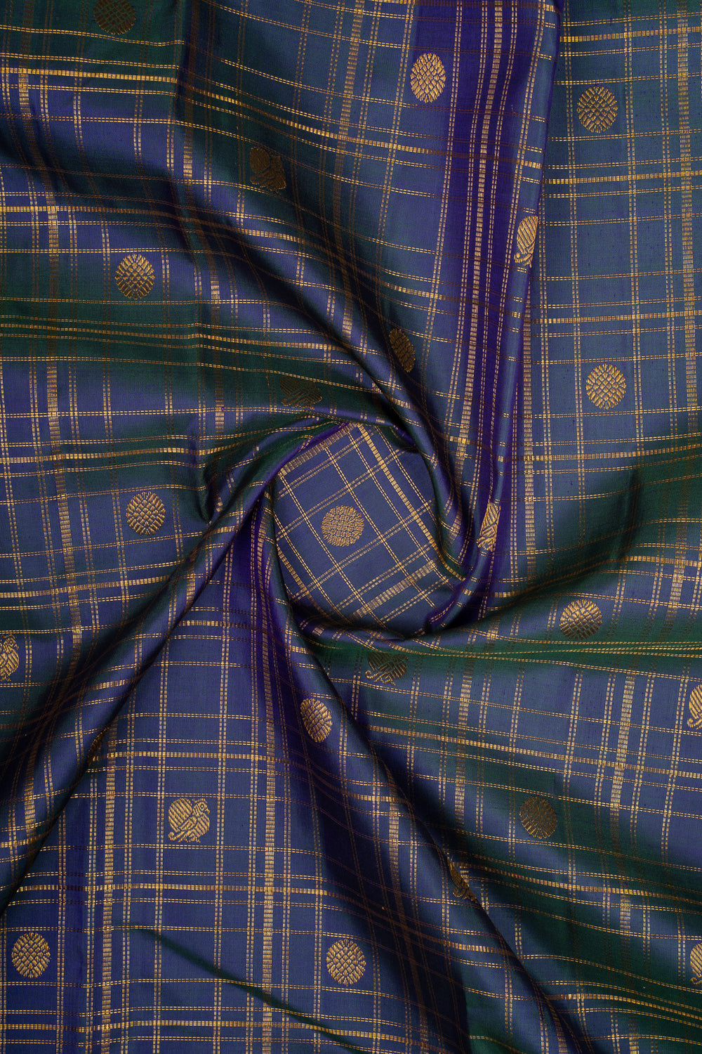 Peacock blue grand border pure kanchipuram silk saree