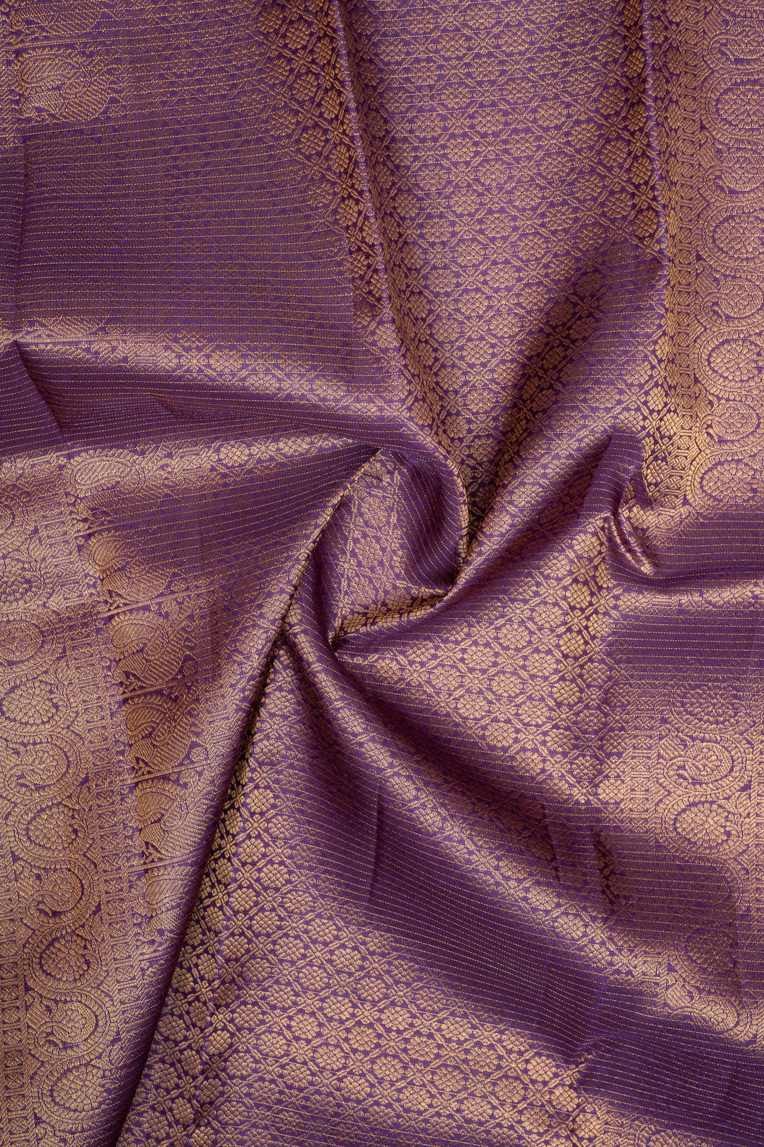 Purple Zari Checks Pure Kanchipuram Silk Saree