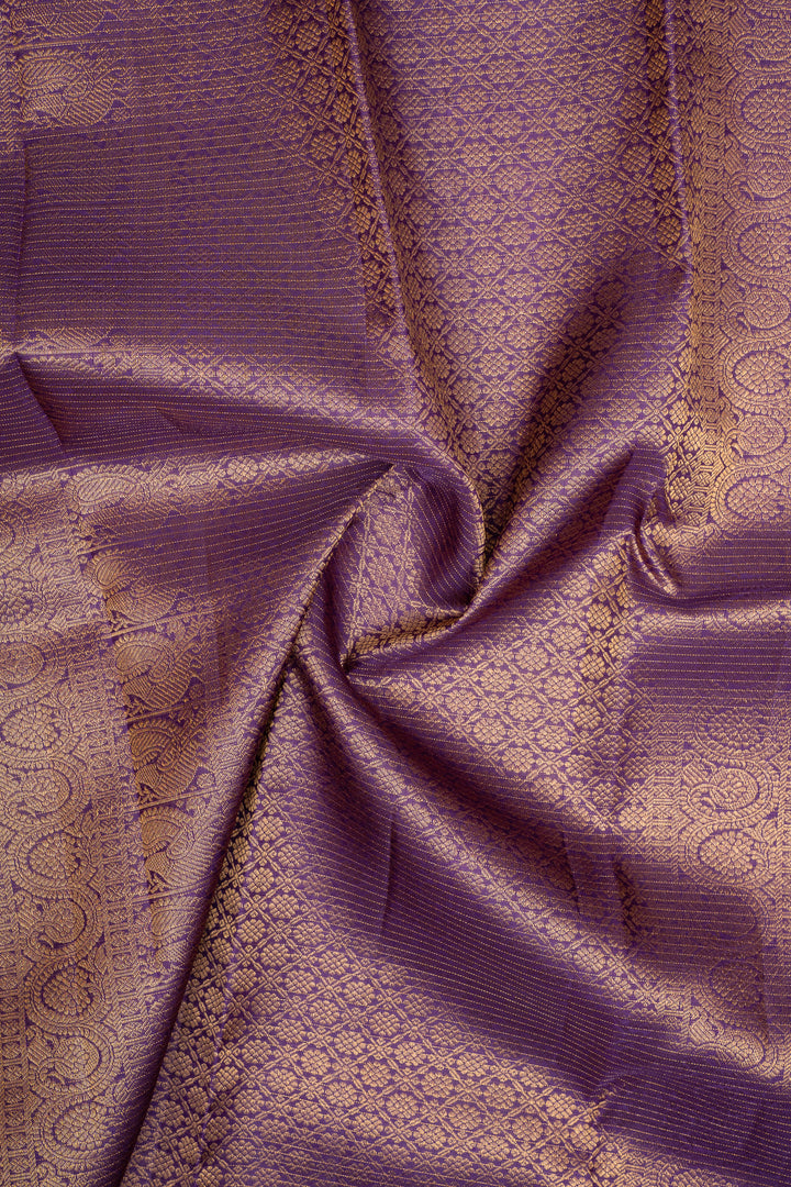 Purple Zari Checks Pure Kanchipuram Silk Saree