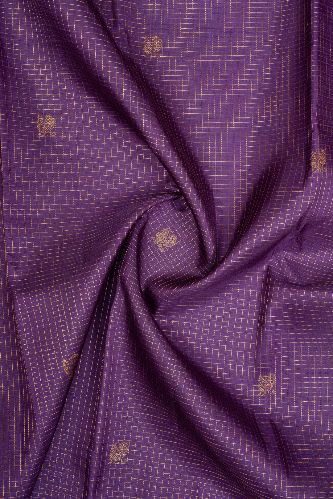 Purple Zari Checks Pure Kanchipuram Silk Saree