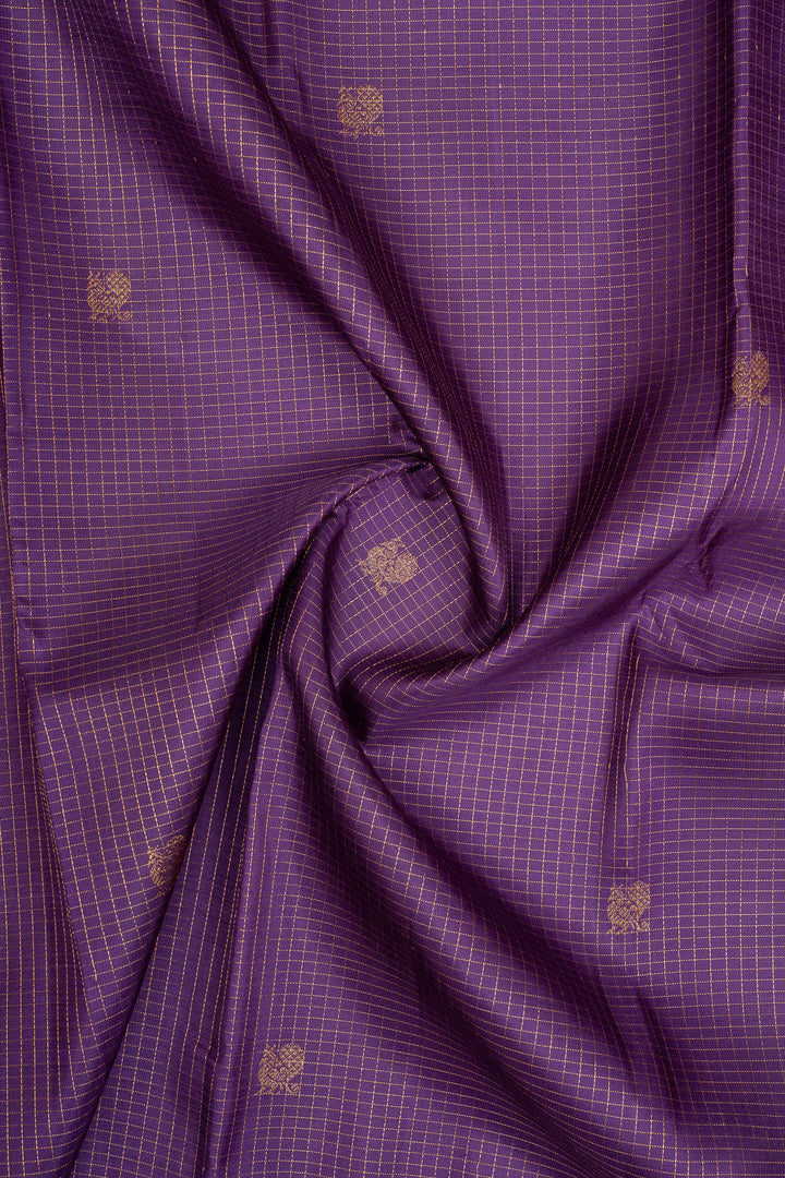 Purple Zari Checks Pure Kanchipuram Silk Saree