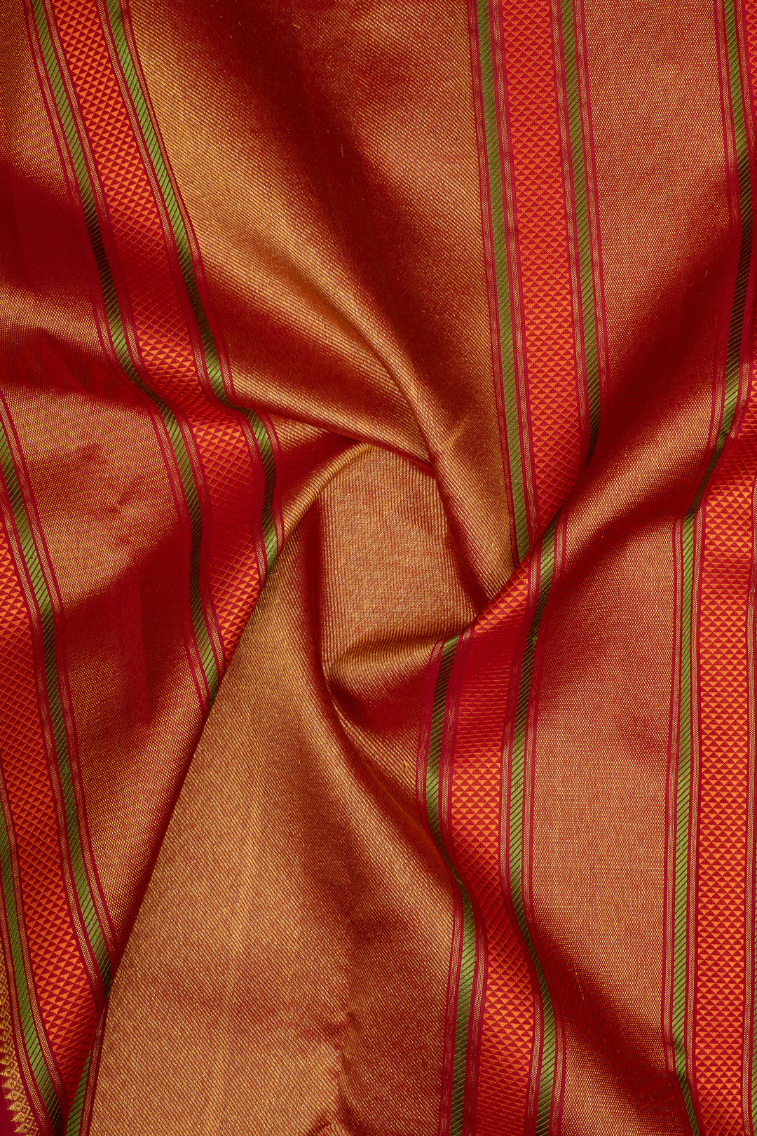 Ivory and red  traditional pure kanchipuram silk saree