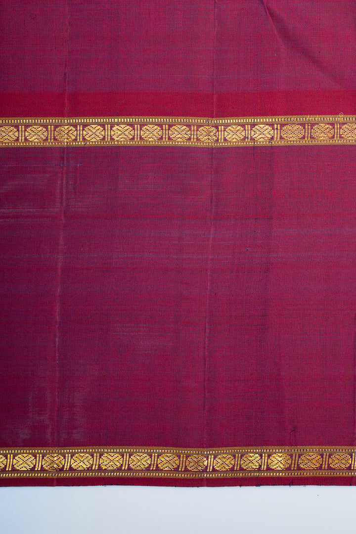 Midnight blue stripes and magenta rettai pettu pure kanchipuram silk saree