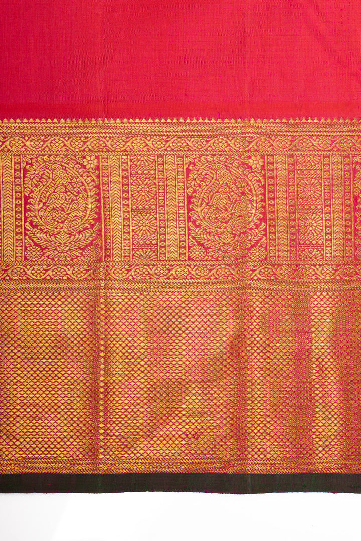 Peacock blue grand border pure kanchipuram silk saree