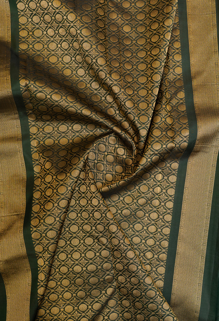 Bottle green traditional pure Kanchipuram silk saree