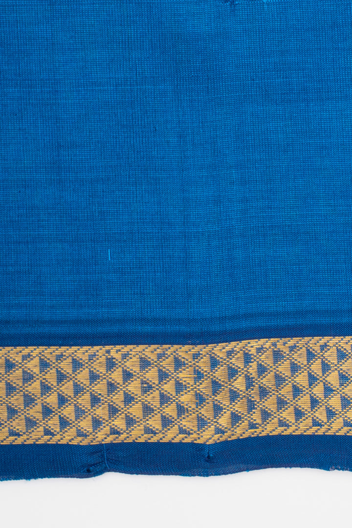 Peacock Blue Checks Pure Silk Cotton Saree