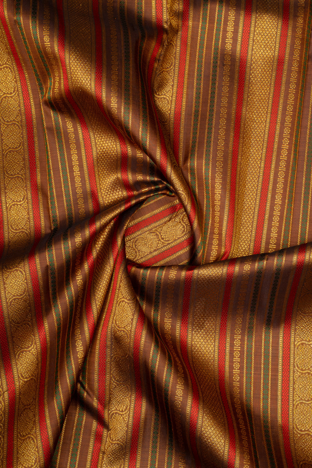 Cream and Jamun Varisaipettu Pure Kanchipuram Silk Saree