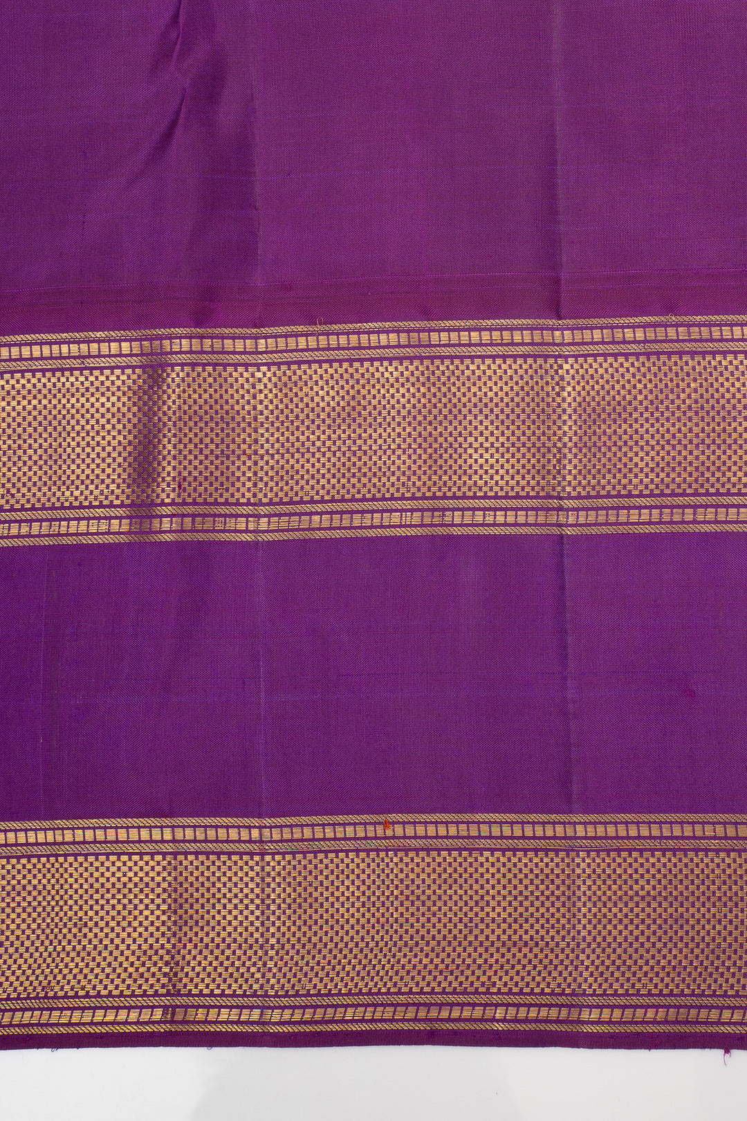 Emerald Green and Royal Purple Jamdani Checks Pure Kanchipuram Silk Saree