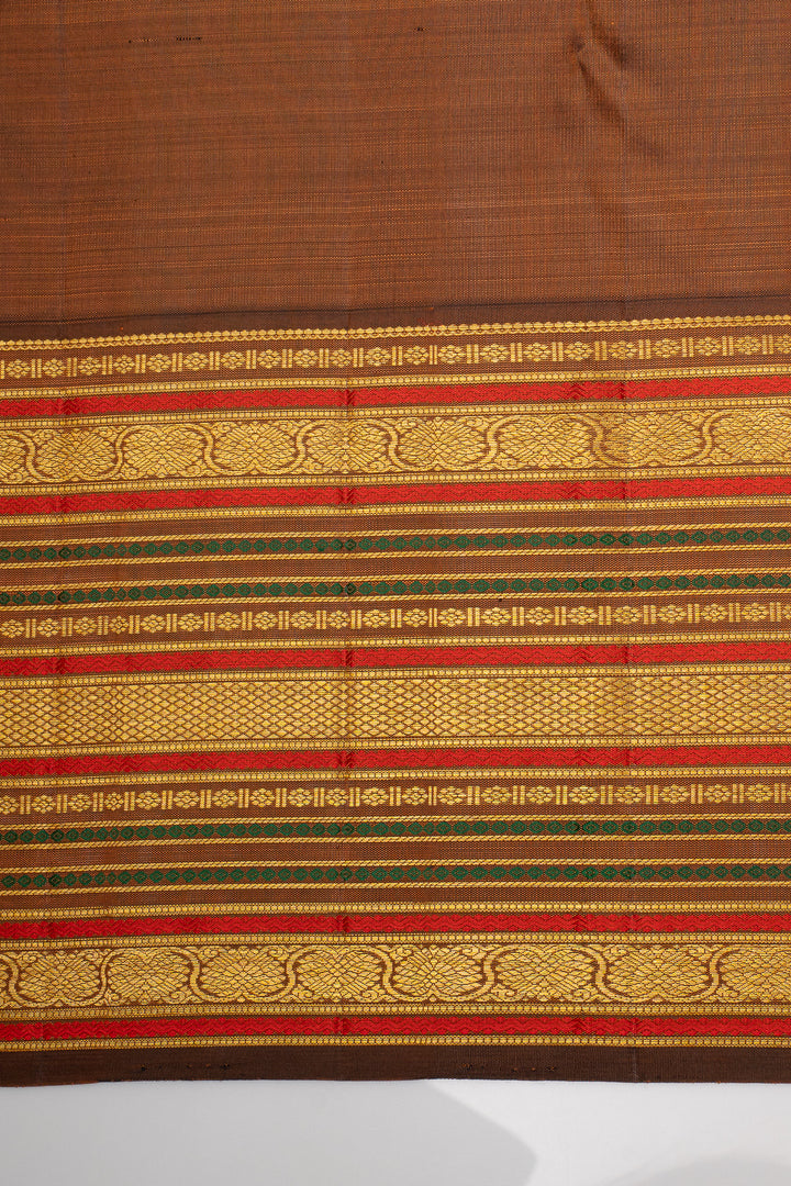 Cream and Jamun Varisaipettu Pure Kanchipuram Silk Saree