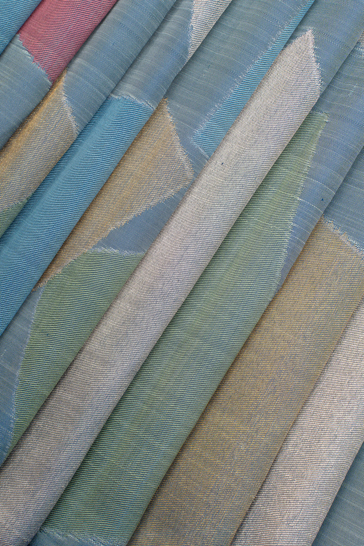 Blue Geometric Concept 8 Kol Pure Kanchipuram Silk Saree