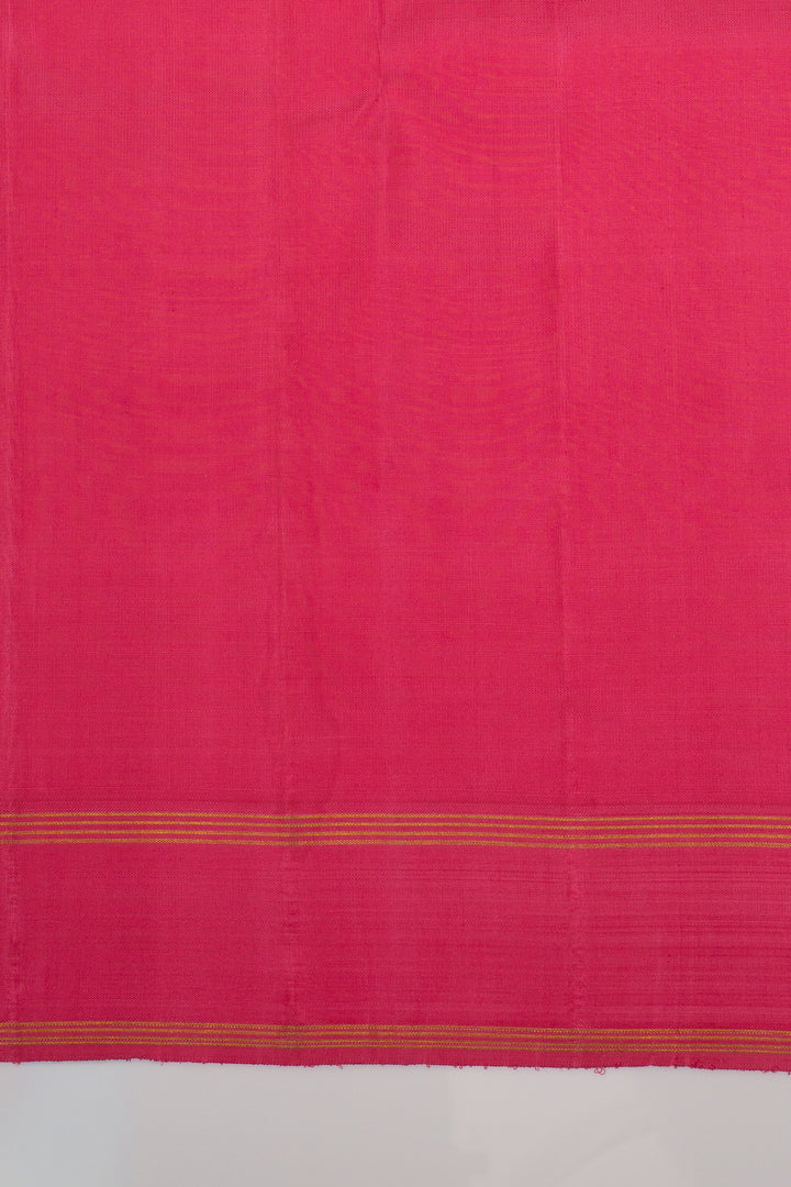 Pink Multi Colour Stripes Pure Linen Kanchipuram Saree