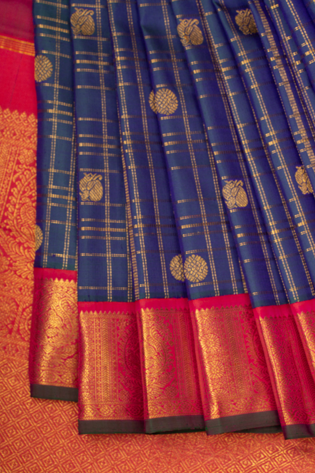 Peacock blue grand border pure kanchipuram silk saree