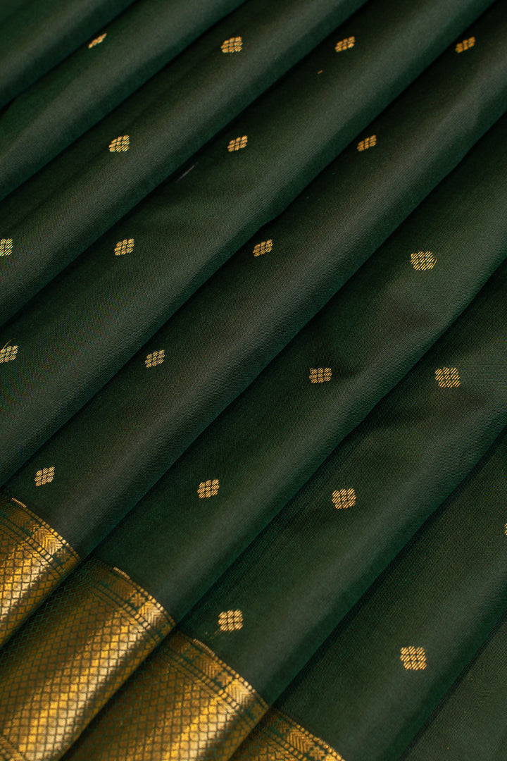 Bottle green traditional pure Kanchipuram silk saree
