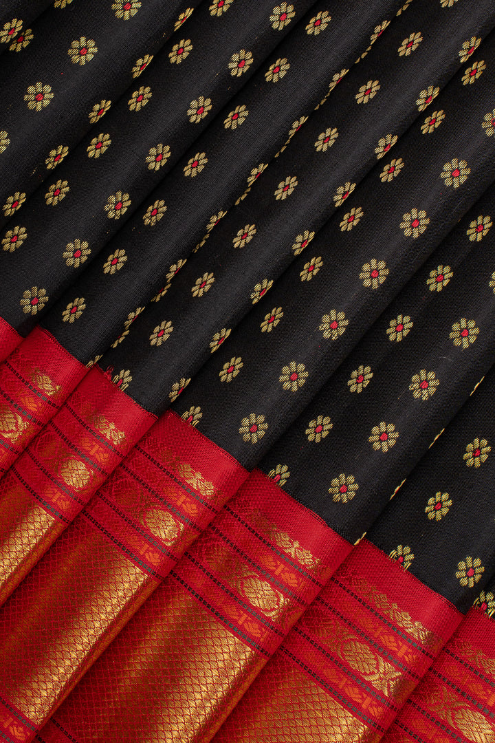 Black and Meenakari Pure Kanchipuram Silk Saree