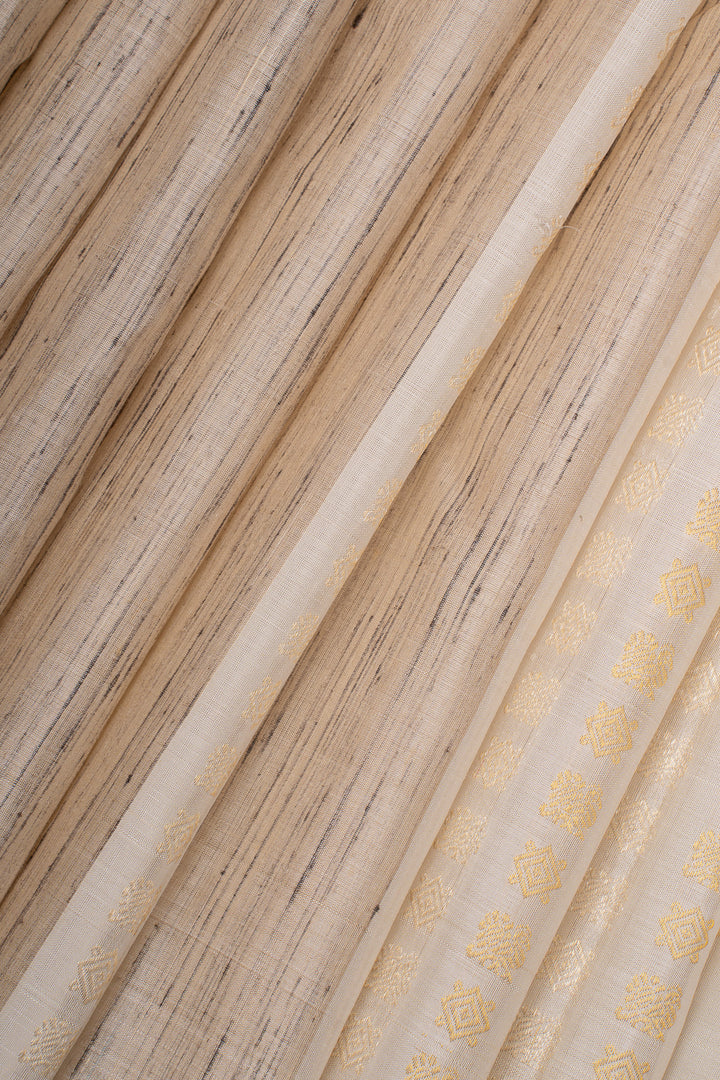 Beige and Off White Pure Dupion Kanchipuram Silk Saree