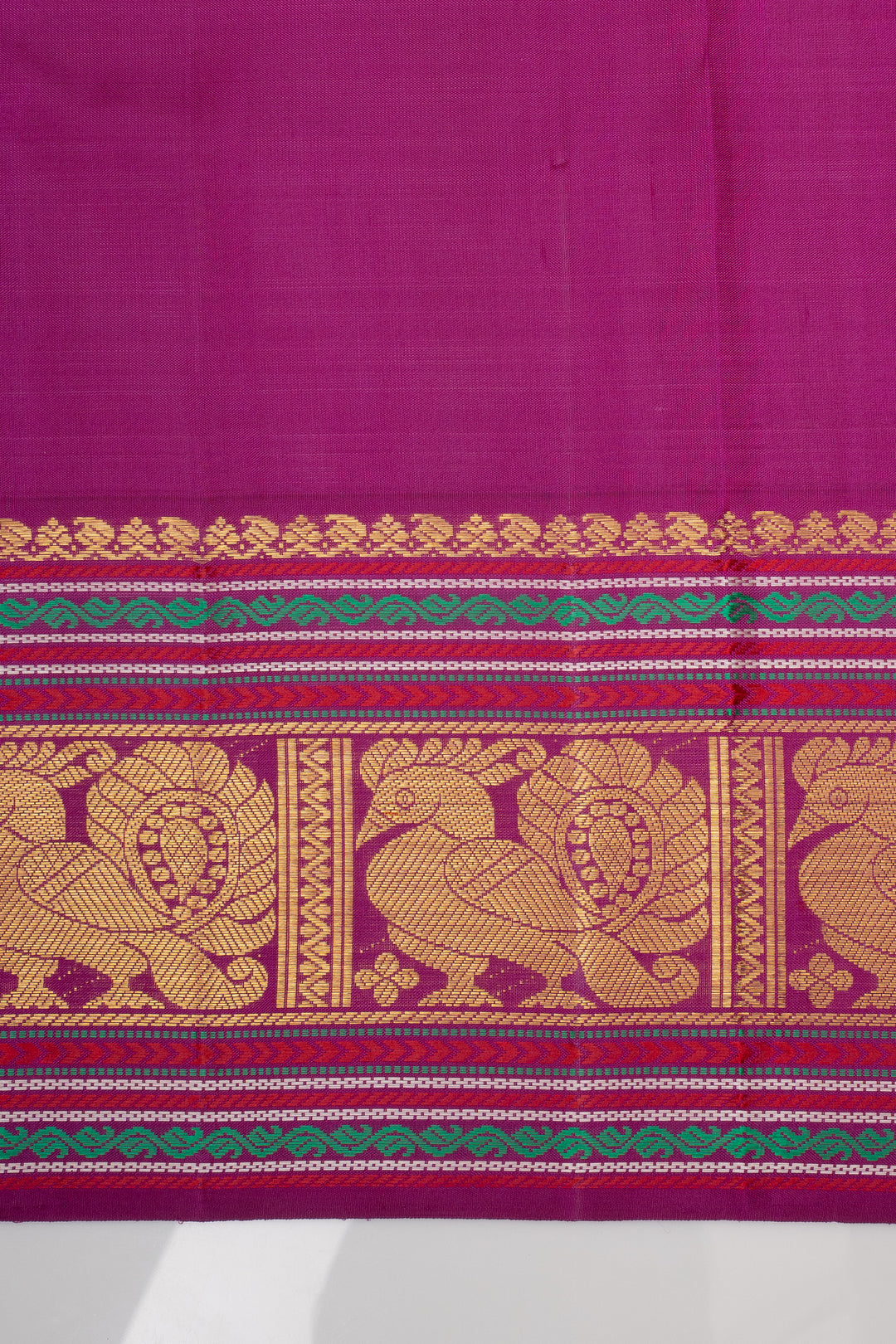 Ivory and Magenta Vintage Zari Checks Pure Kanchipuram Silk Saree
