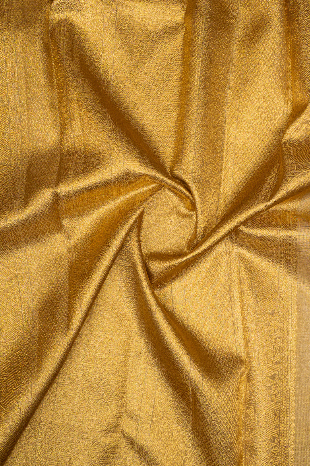 Khaki gold stripes brocade pure kanchipuram silk saree