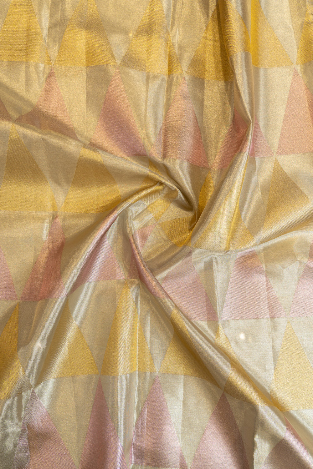 Golden geometric tissue kanjivaram silk saree