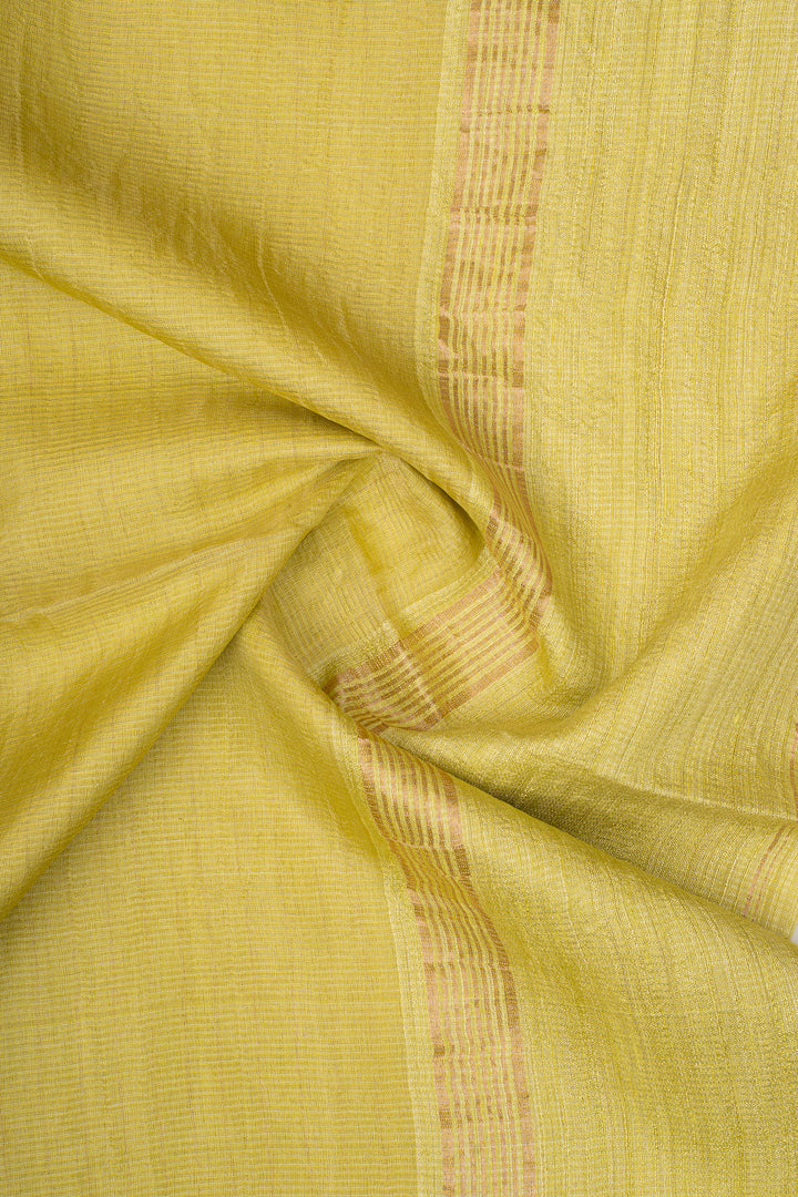 Lime Green Sequins Pure Handloom Organza Muslin Pure Tussar Saree