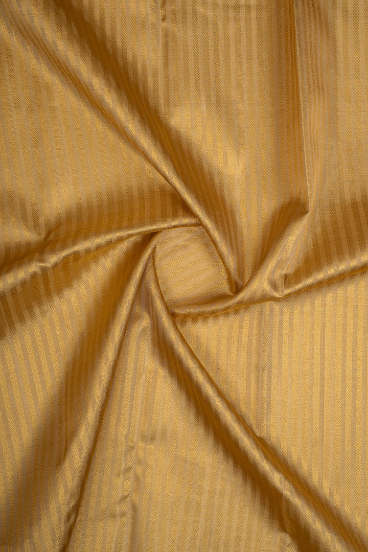 Khaki gold stripes brocade pure kanchipuram silk saree