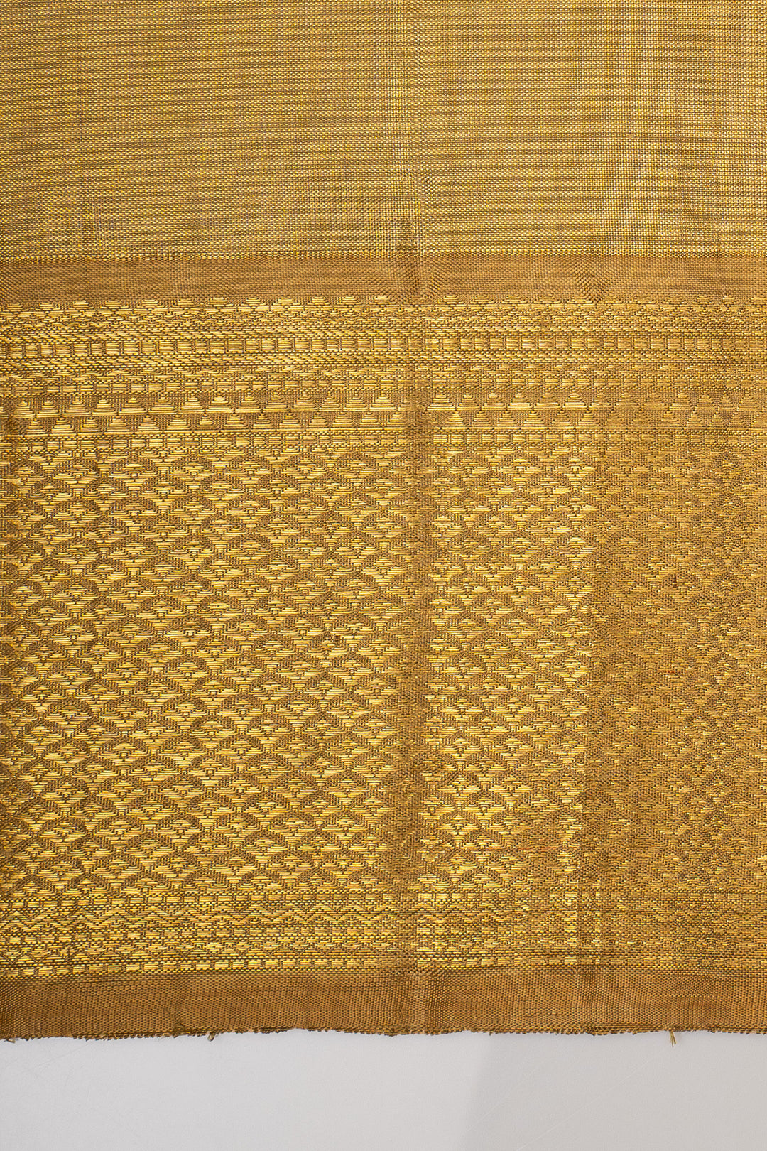 Khaki gold stripes brocade pure kanchipuram silk saree