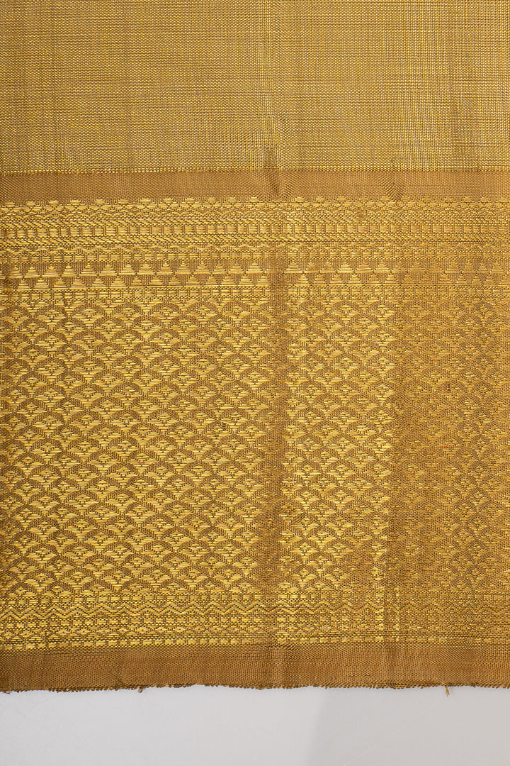 Khaki gold stripes brocade pure kanchipuram silk saree