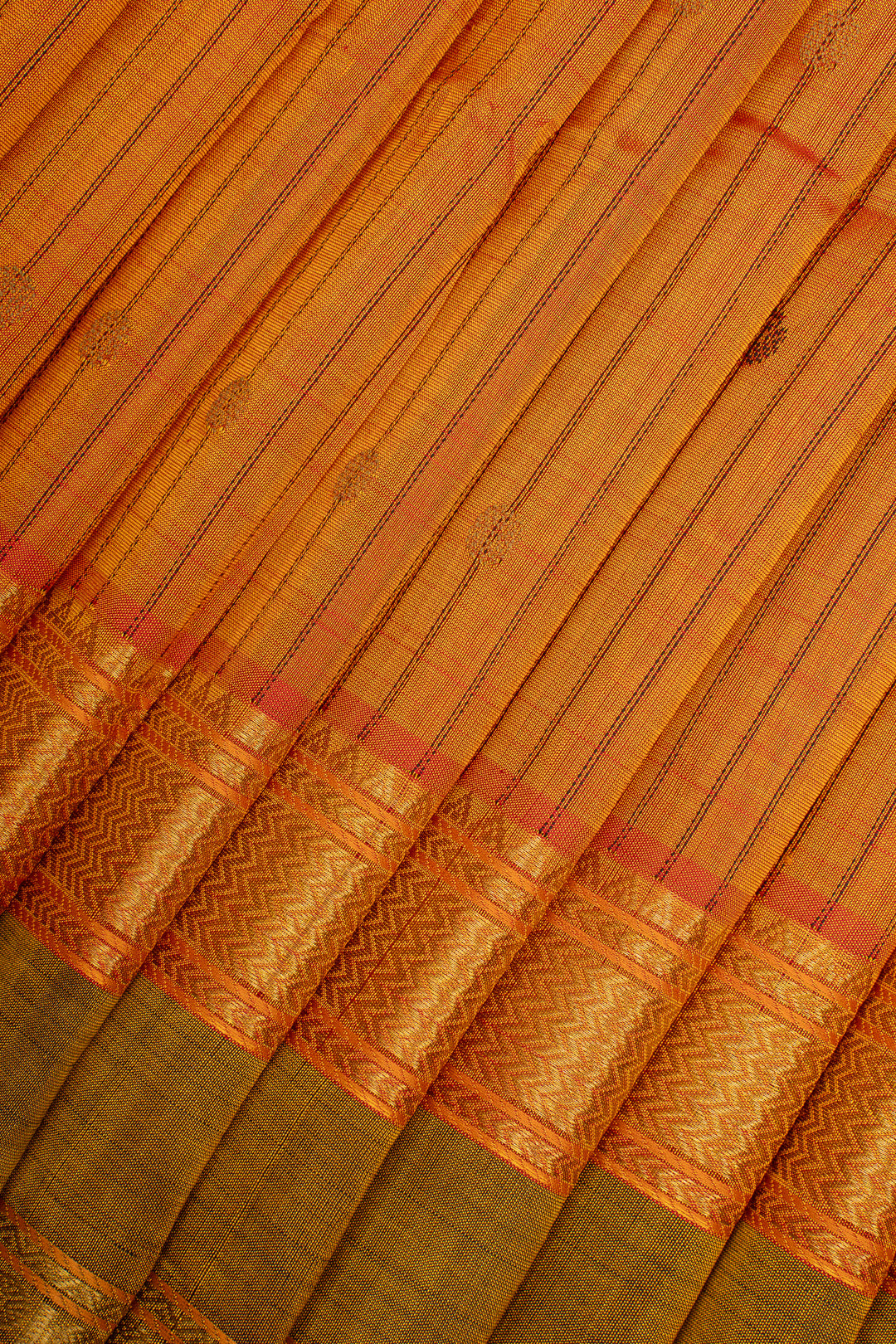Mustard Stripes Pure Silk Cotton Saree