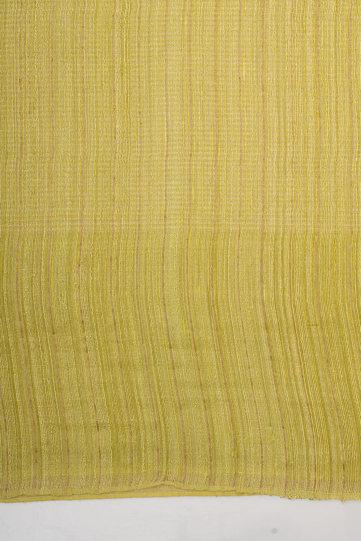 Lime Green Sequins Pure Handloom Organza Muslin Pure Tussar Saree