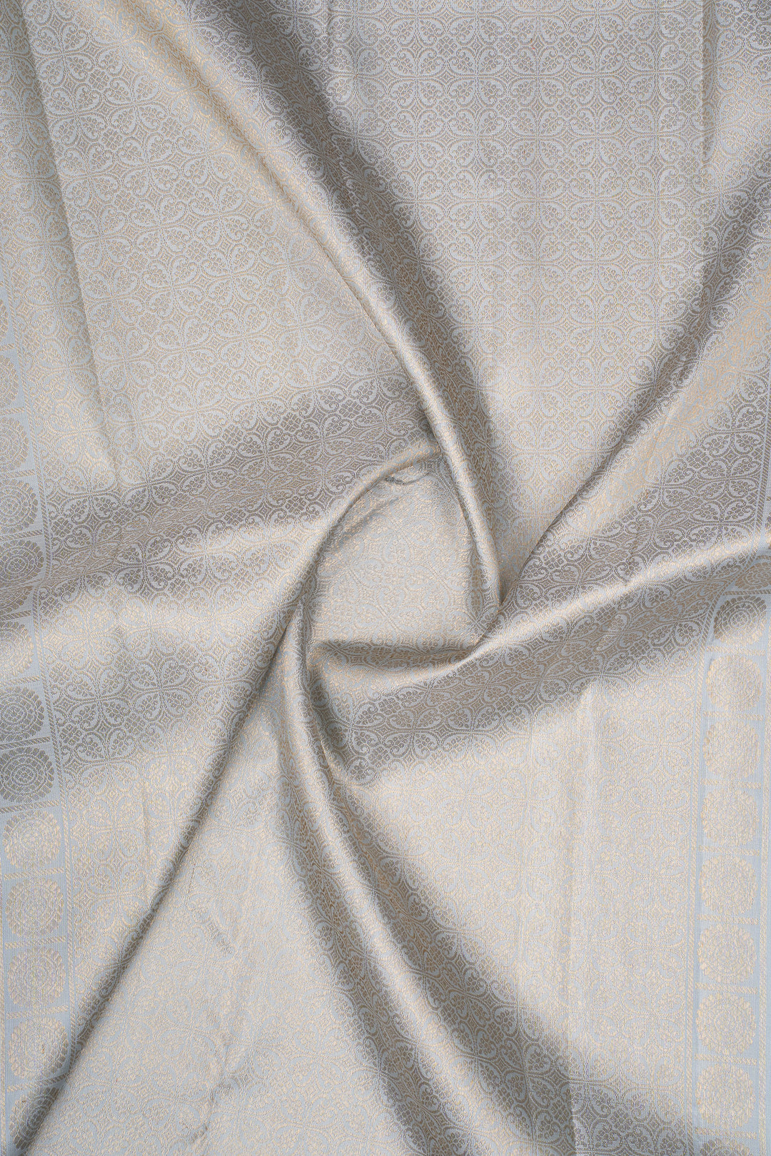 Yellow and Greyish Blue Vintage Pure Kanchipuram Silk Saree