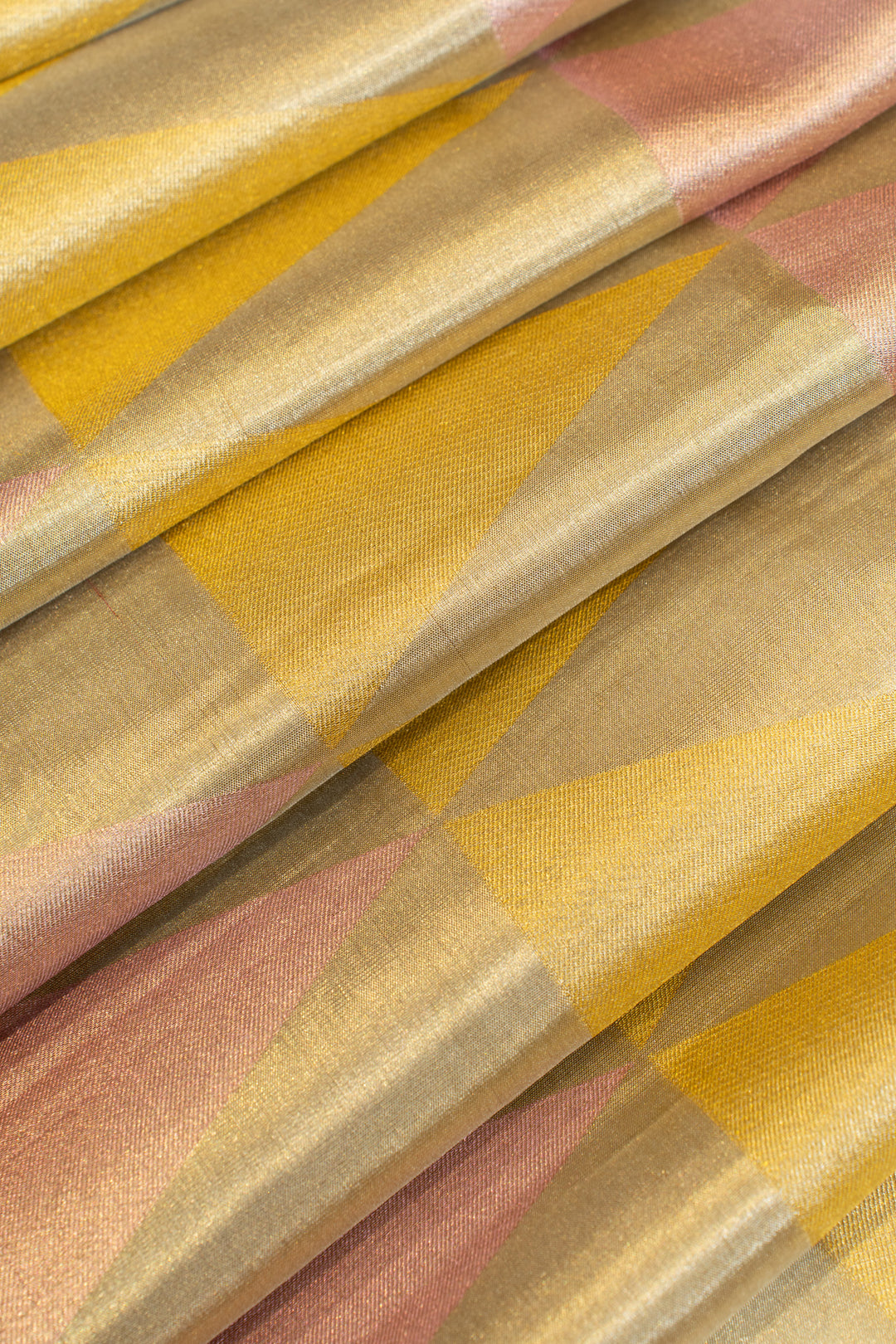 Golden geometric tissue kanjivaram silk saree