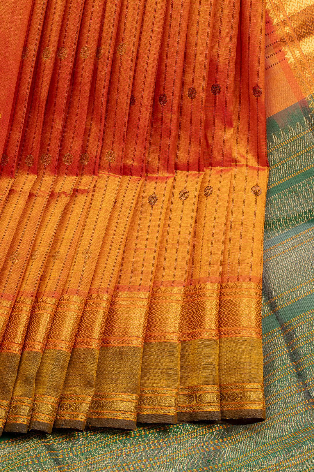 Mustard Stripes Pure Silk Cotton Saree