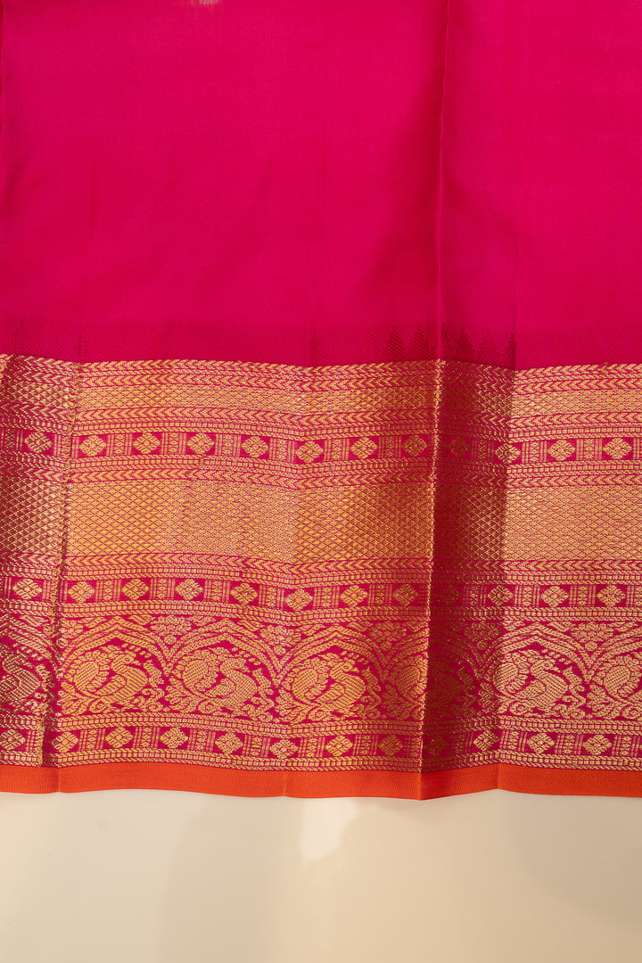 Anandha blue and peach zari checks pure Kanchipuram silk saree