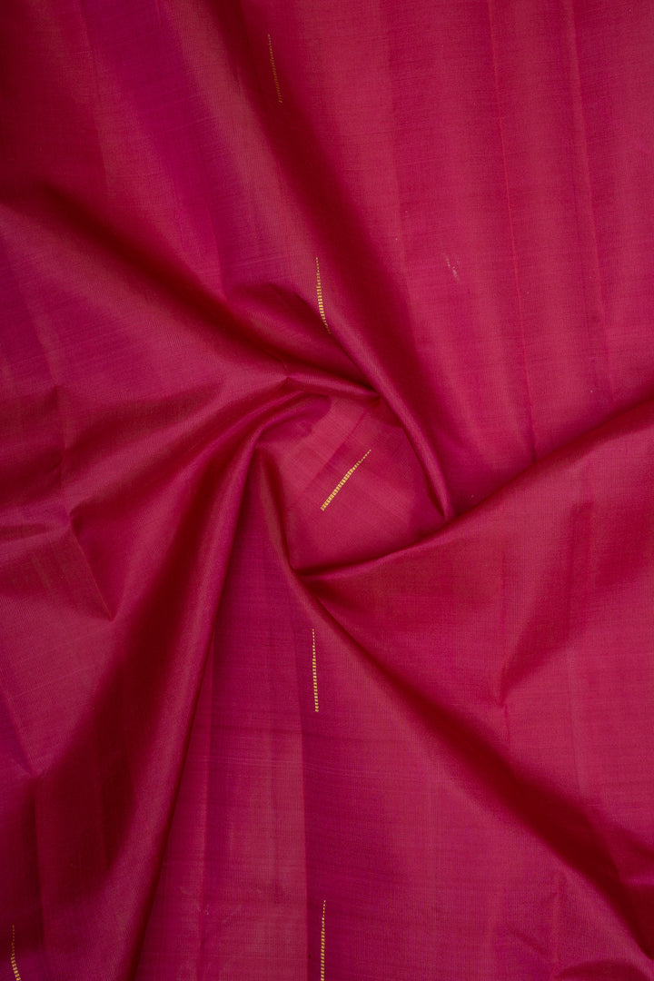Rani Pink Malli Maggi Small Border Pure Kanchipuram Silk Saree