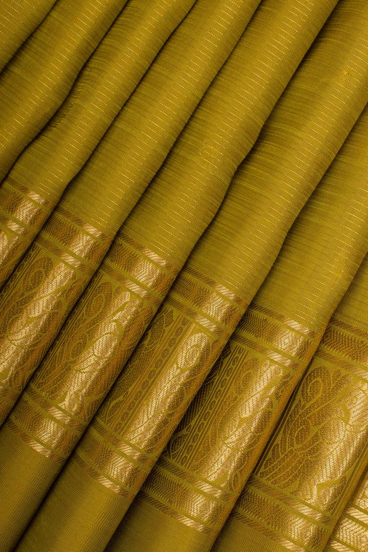 Mehandi Stripes Pure Kanchipuram Silk Saree