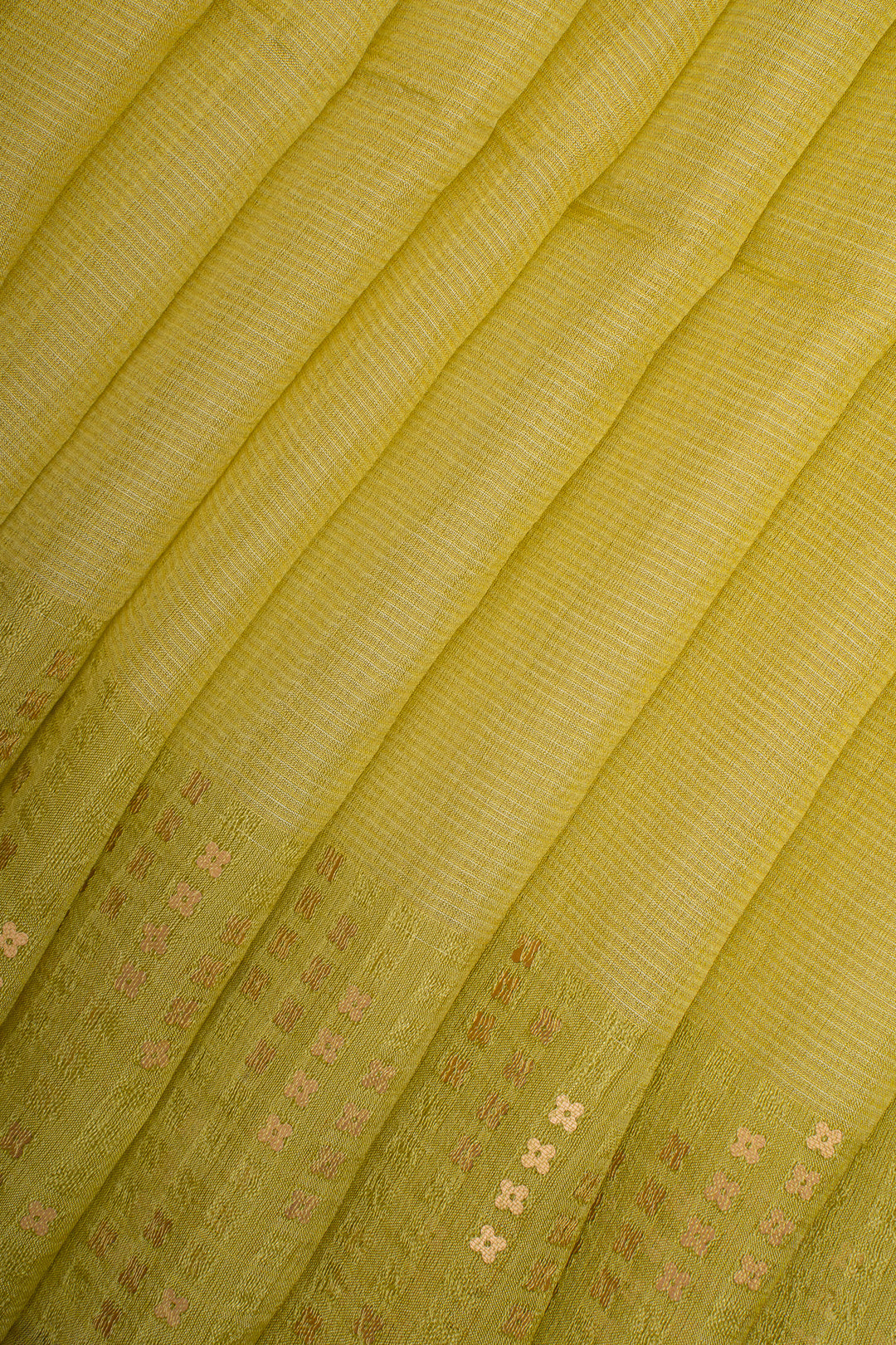 Lime Green Sequins Pure Handloom Organza Muslin Pure Tussar Saree