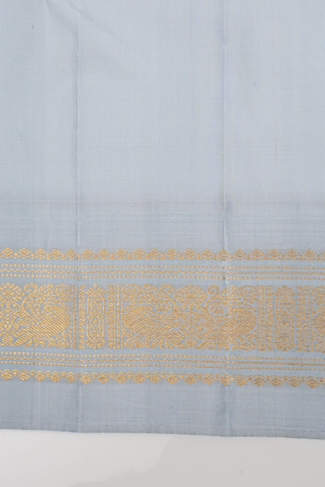 Yellow and Greyish Blue Vintage Pure Kanchipuram Silk Saree